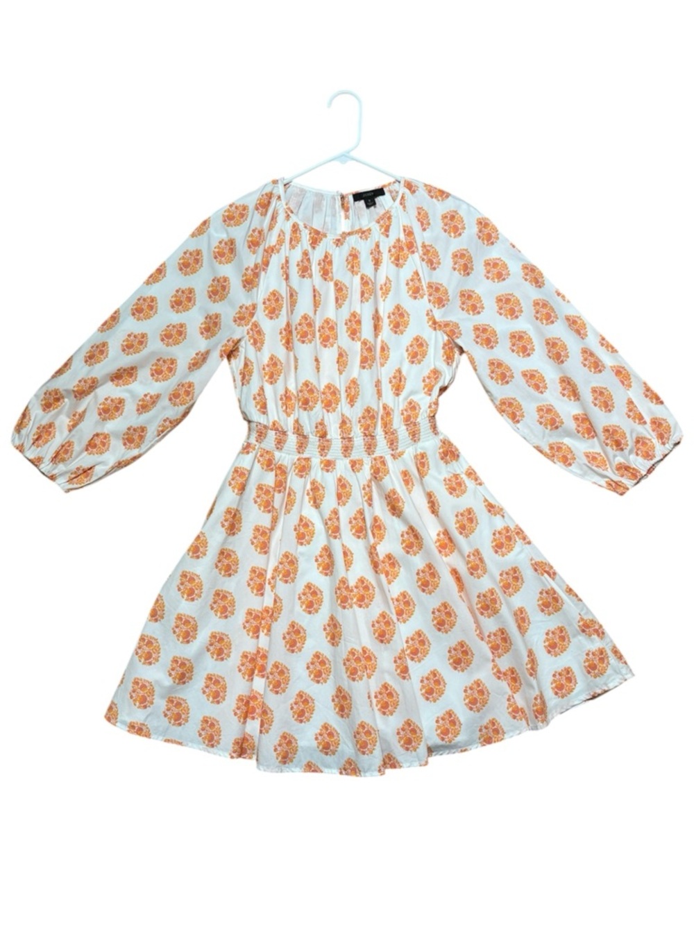 J. Crew 100% Cotton Smocked-Waist Mini Dress In Gathered Floral Block Print NWOT